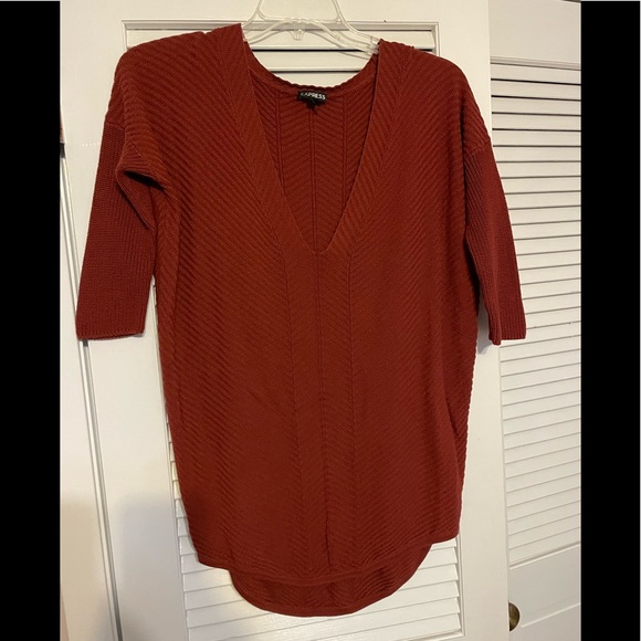 Ava Dashed Brick Red Sweater